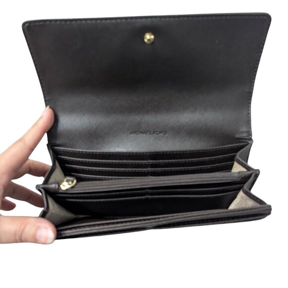 Michael Kors Signature MK Logo Wallet Brown - Picture 3 of 4